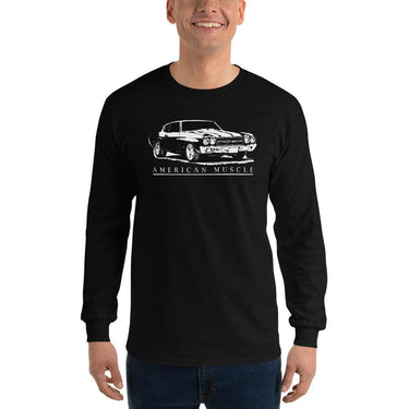 1970 Chevelle SS long sleeve shirt modeled in black